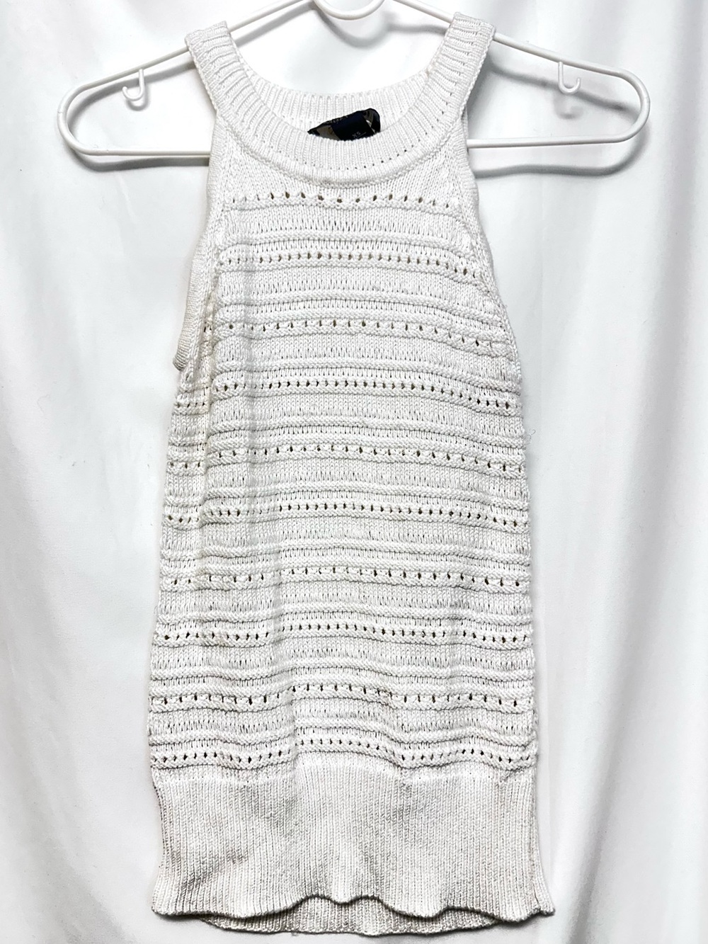 White House Black Market Cream Knit Tank Top XS Textured Sleeveless Sweater